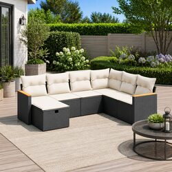 Comfortable 7 Piece Outdoor Sofa Set with Cushions