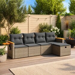 Practical 5 Piece Grey Sofa Set with Comfy Cushions