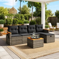 Comfortable 6-Piece Grey Outdoor Sofa Set