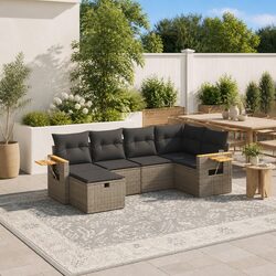 Comfortable Grey 6-Piece Outdoor Sofa Set with Cushions