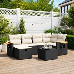 Reliable 7 Piece Outdoor Garden Sofa Set in Black