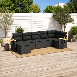 Cozy and Affordable 7-Piece Garden Sofa Set in Black