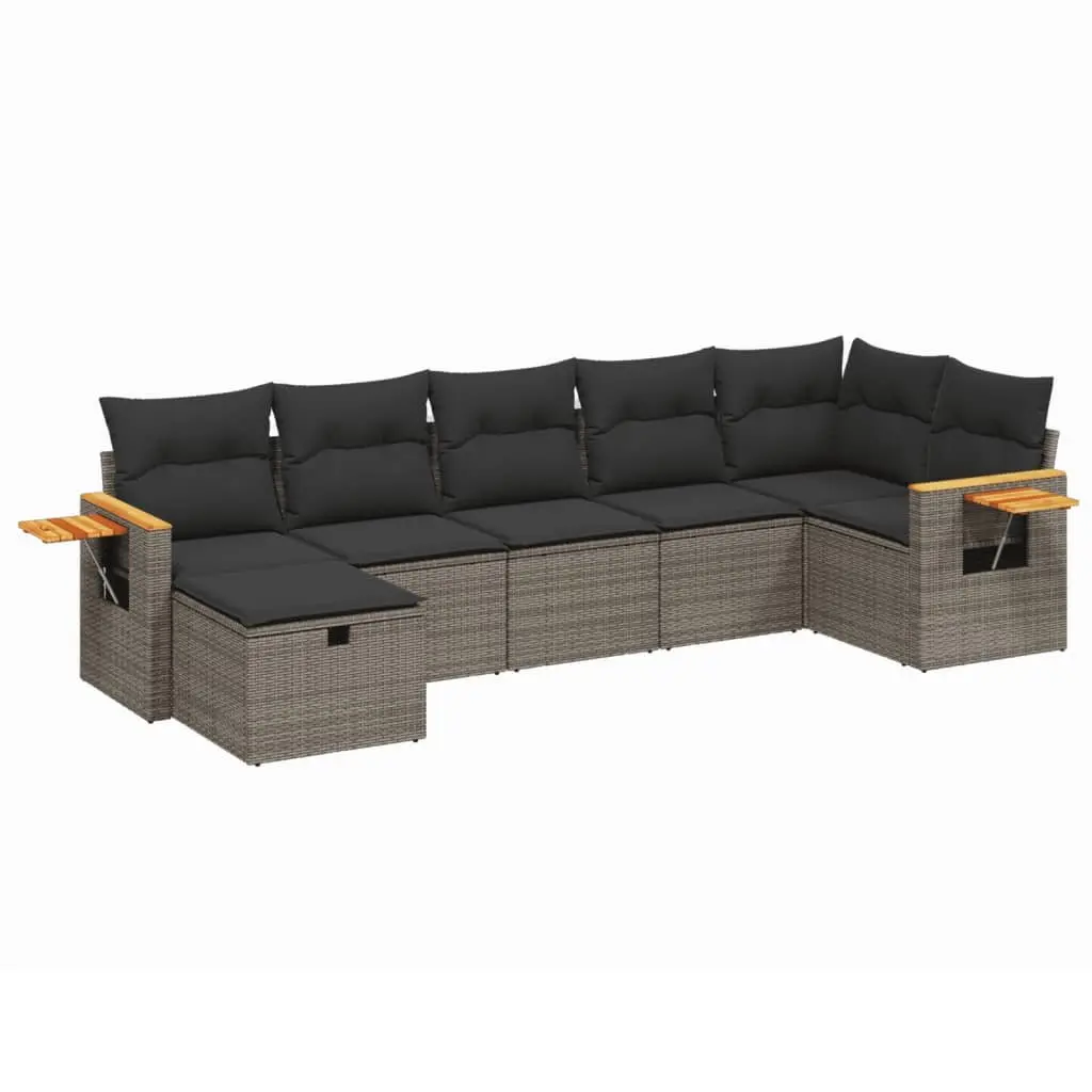 7 Piece Garden Sofa Set Modular Outdoor Patio Furniture Grey with Cushions