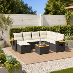 Value-Packed 8-Piece Black Outdoor Sofa Set