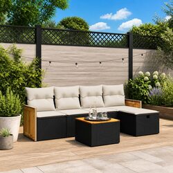 Quality 6-Piece Outdoor Sofa Set with Cushions - Black