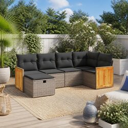 Comfortable and Valuable: 6-Piece Garden Sofa Set with Grey Cushions