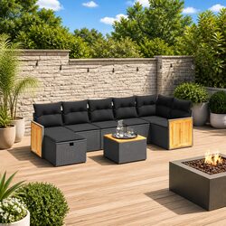 Reliable 8-Piece Garden Sofa Set with Removable Cushions