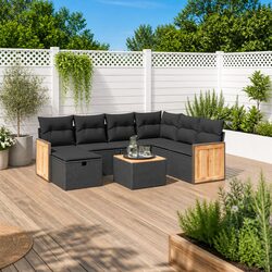 Comforting 8-Piece Black Outdoor Sofa Set for Relaxation