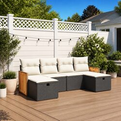 Practical 6 Piece Sofa Set with Cushions for Outdoor Comfort