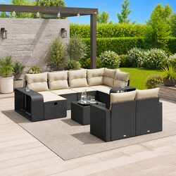 Comfortable Black Outdoor Sofa Set – 11 Pieces