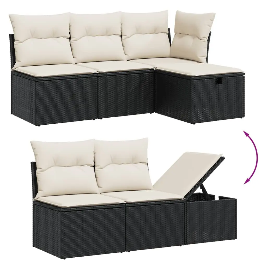Garden Sofa Set 11 Piece Outdoor Furniture Black Poly Rattan Patio Seating