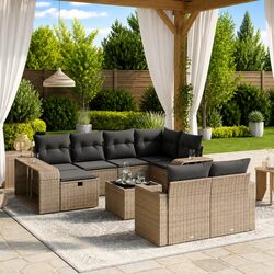 Comfortable 11-Piece Grey Garden Sofa Set for You