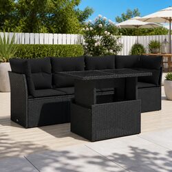 5-Piece Outdoor Sofa Set in Black with Comfortable Cushions