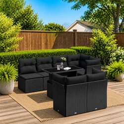 Comfortable 8 Piece Outdoor Sofa Set in Black