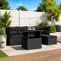 Comfortable 6 Piece Garden Sofa Set with Cushions