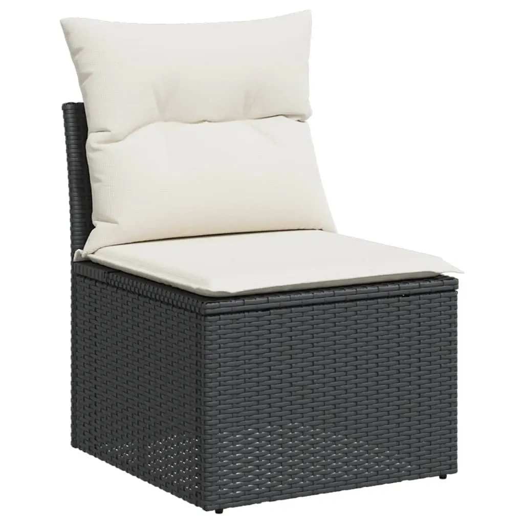 Garden Sofa Set 5 Piece Outdoor Furniture Black Poly Rattan Patio Lounge with