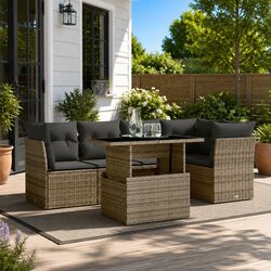 Comfortable 6 Piece Garden Sofa Set in Grey for Outdoor Use