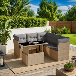 Comfortable 6 Piece Outdoor Sofa Set with Versatile Table