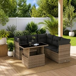 Comfortable 6 Piece Grey Sofa Set for Outdoor Use