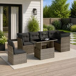 Warm and Practical 7 Piece Garden Sofa Set in Grey