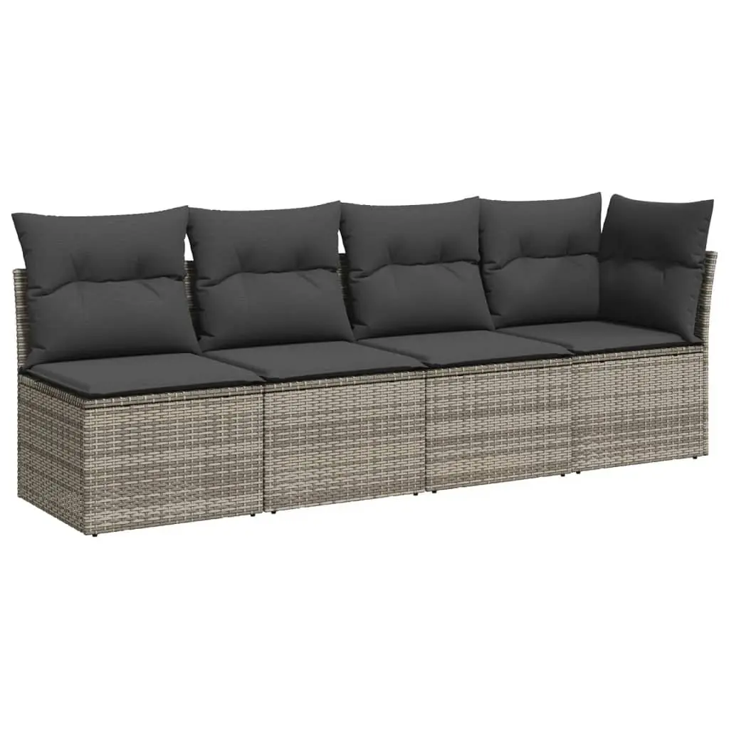 7 Piece Garden Sofa Set Outdoor Furniture with Cushions Grey Poly Rattan Patio