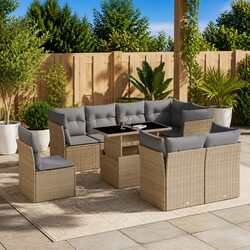 Comfortable and Durable 9-Piece Garden Sofa Set in Beige