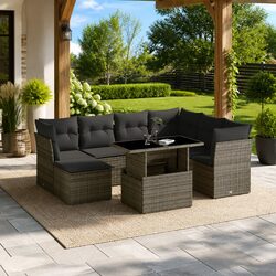 Comfortable 8 Piece Grey Rattan Sofa Set