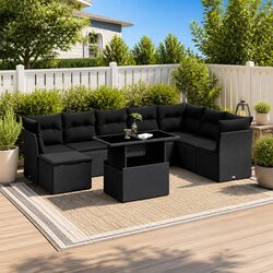 Comfortable 9 Piece Garden Sofa Set with Practical Features