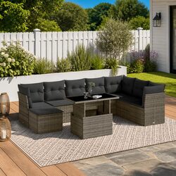 Comfortable 9 Piece Garden Sofa Set with Cushions