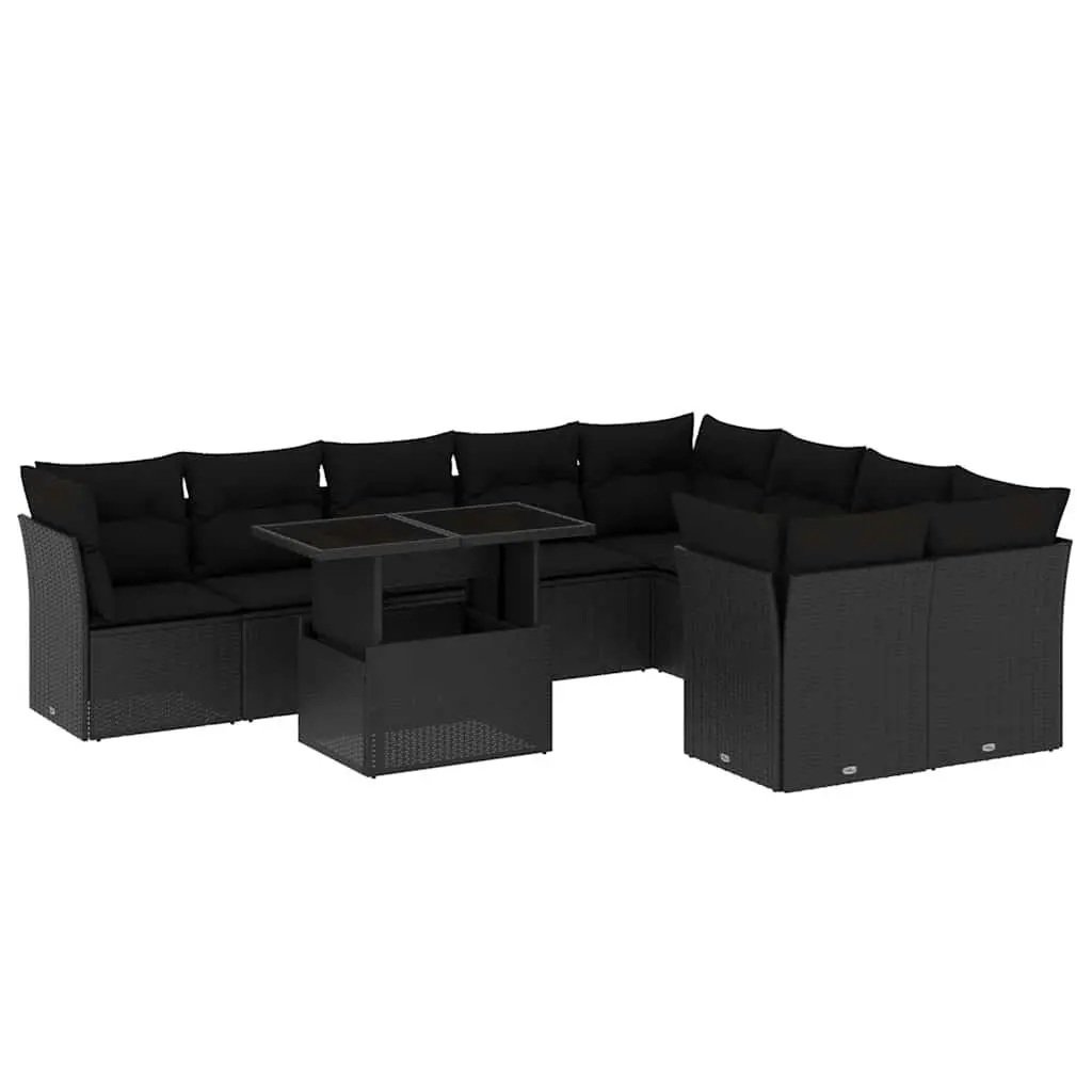 10 Piece Black Sofa Set