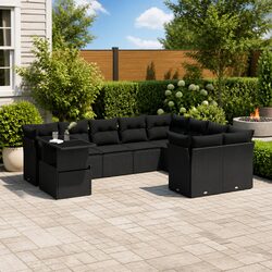 Comfortable 10 Piece Outdoor Sofa Set with Cushions