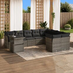 Comfortable 10-Piece Grey Outdoor Sofa Set for Relaxation