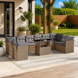 Comfortable 11-Piece Garden Sofa Set in Beige