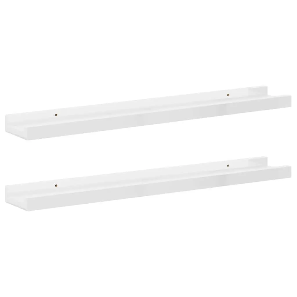 Floating Shelves 60x9x3cm High Gloss White Storage Display 2 Piece