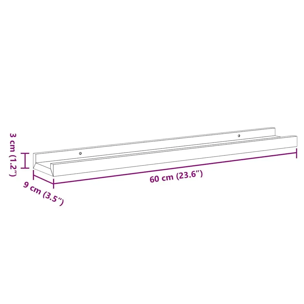 Floating Shelves 60x9x3cm High Gloss White Storage Display 2 Piece