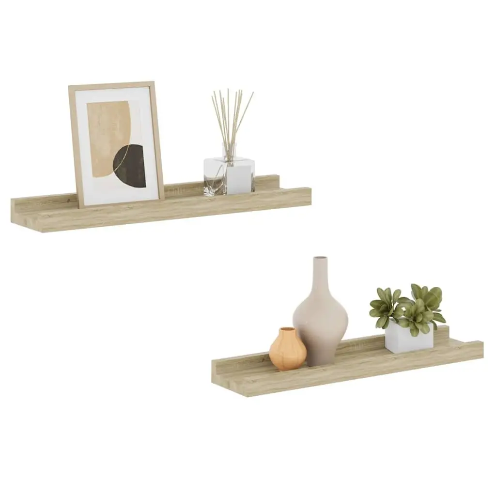 Wall Shelves Set of 2 Sonoma Oak Floating Storage Shelving Display Brackets