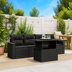5 Piece Black Garden Sofa Set with Comfort and Quality