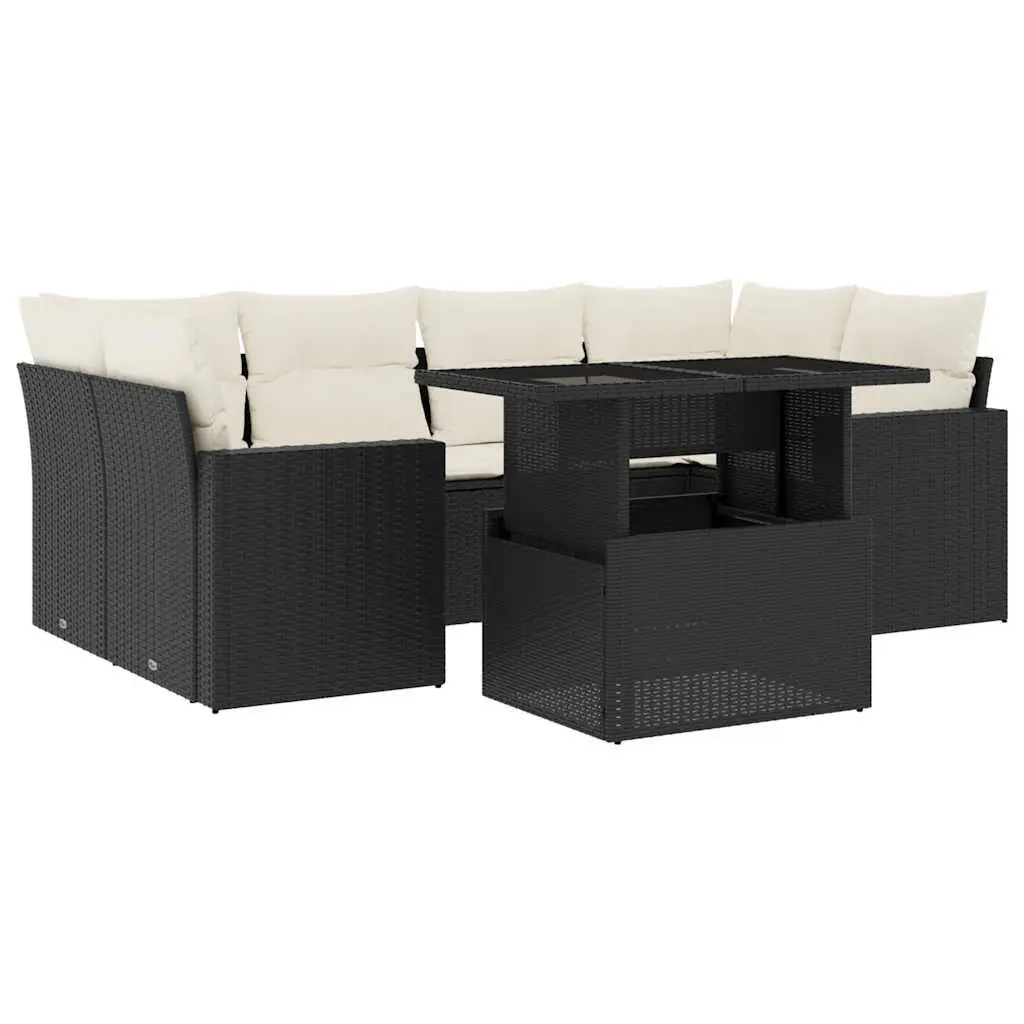 7 Piece Garden Sofa Set Outdoor Furniture Patio Rattan Black