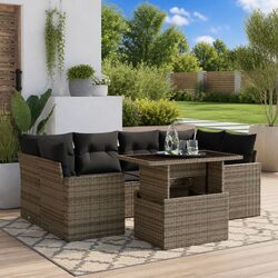 Comfortable 7 Piece Grey Garden Sofa Set with Value