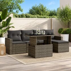 Comfortable and Practical 6-Piece Grey Outdoor Sofa Set