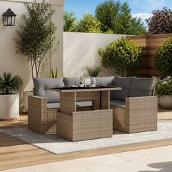 5-Piece Beige Patio Sofa Set for Comfort and Style