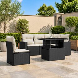 Durable 6 Piece Garden Sofa Set with Cushions for Outdoor Use