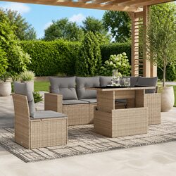 Comfortable and Practical Beige 6-Piece Garden Sofa Set