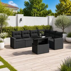 Comfortable 7 Piece Modular Garden Sofa Set with Cushions