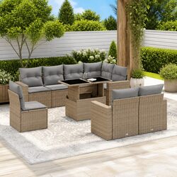 Comfortable Beige Garden Sofa Set - 9 Pieces for Value