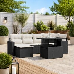 Comfortable 7 Piece Garden Sofa Set with Cushions