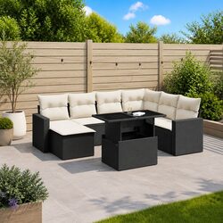 Comfortable 8-Piece Modular Outdoor Sofa Set in Black