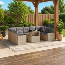 Comfortable 10-Piece Garden Sofa Set - Beige Design