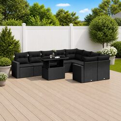 Quality 10 Piece Garden Sofa Set in Black Rattan