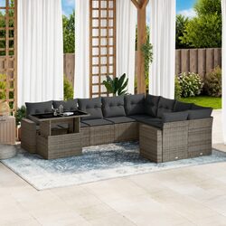 Warm and Durable 10-Piece Garden Sofa Set in Grey